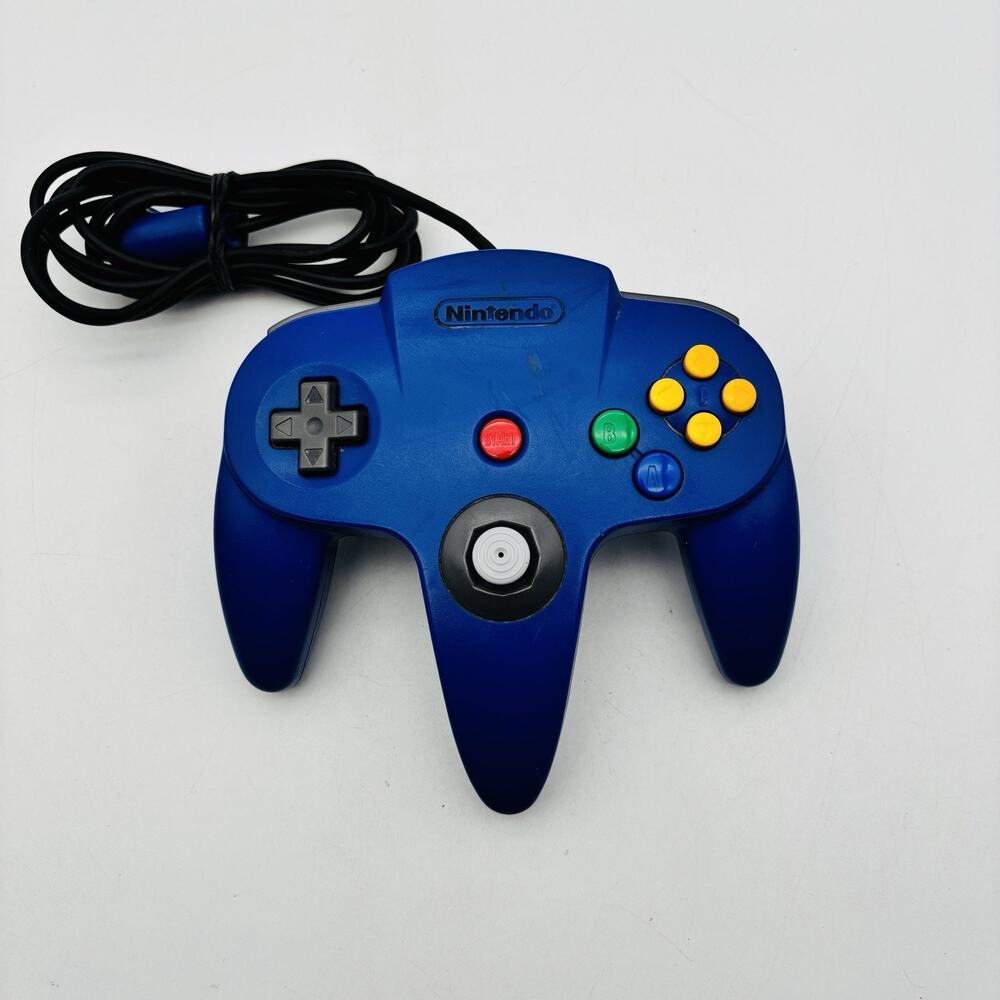 Nintendo 64 Controller N64 Wired OEM Authentic NUS-005 Blue Tested Works VG